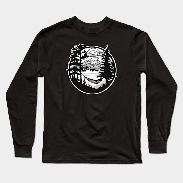 Sunset Hammock Camp T-Shirt Long Sleeve T-Shirt by Mystic Groove Goods